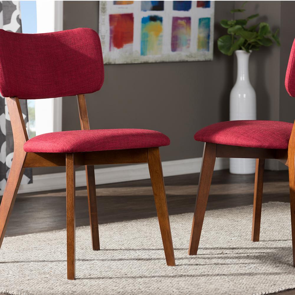 Baxton Studio Monaco Red Fabric Upholstered Dining Chairs ...