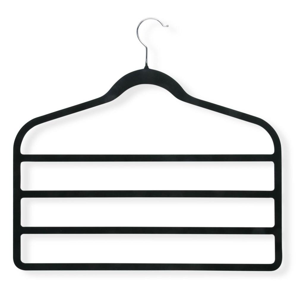 Black Honey-Can-Do HNG-01955 Velvet Touch Tie Hanger 2-Pack