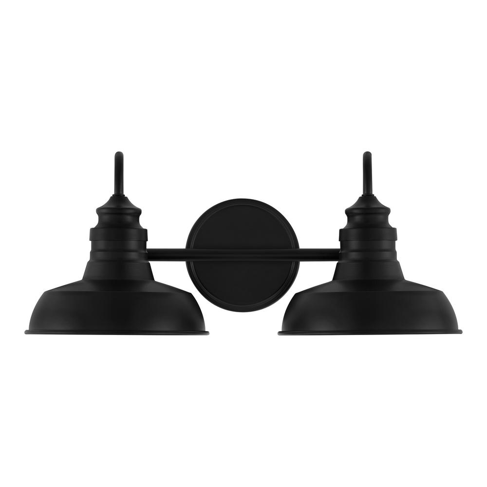 Hampton Bay Elmcroft 18.25 in. 2-Light Matte Black Bath Vanity Light