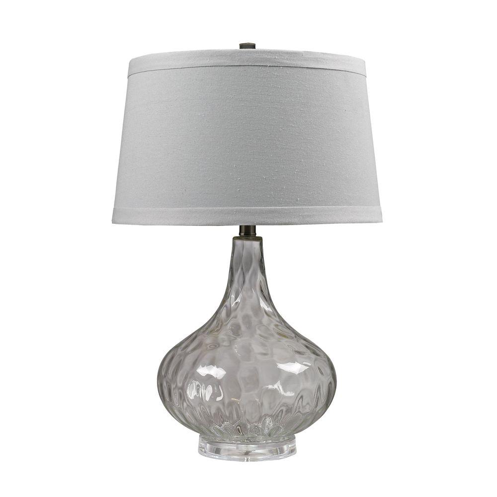Titan Lighting 24 In Clear Water Glass Table Lamp With White Linen Clear Water Glass Table Lamp With White Linen Shade