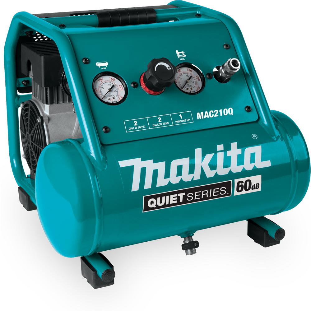 Makita Quiet Series 2 Gal. 1 HP Oil-Free Electric Air Compressor ...