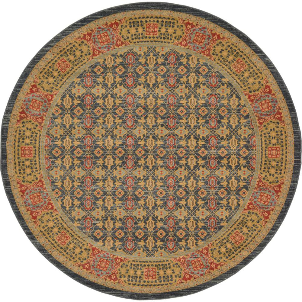Unique Loom Palace Navy Blue 8 ft. x 8 ft. Round Area Rug3125830 The