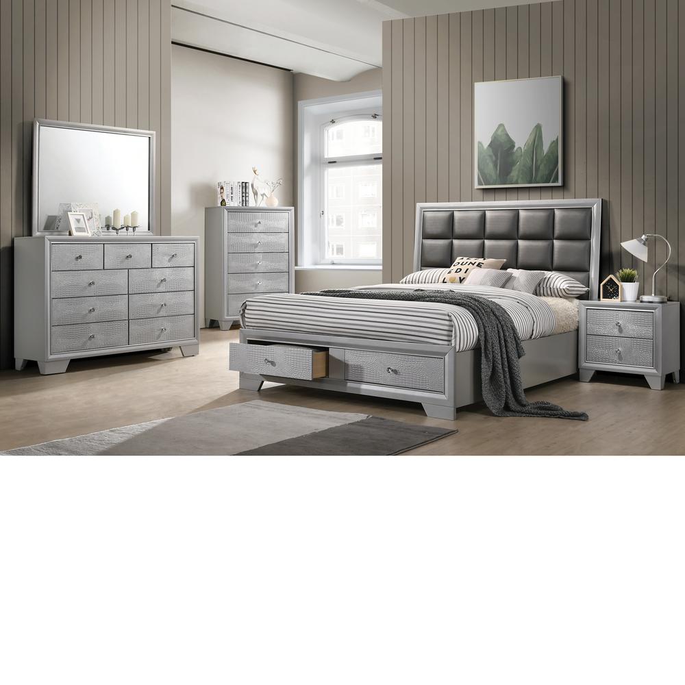 Home Source Wash Queen Platform 4 Piece Bedroom Set