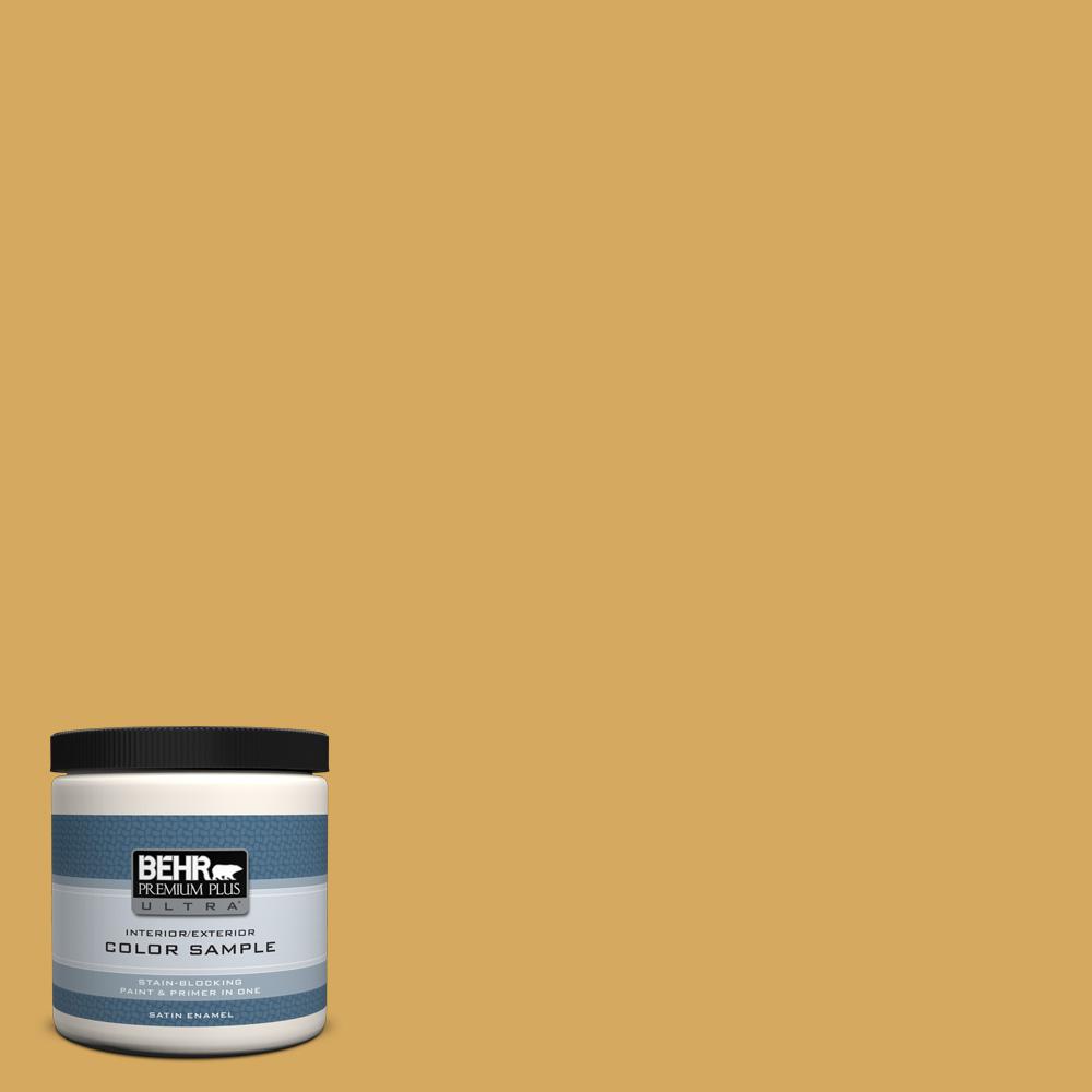 BEHR Premium Plus Ultra 8 oz. #340D-5 Galley Gold Satin ...