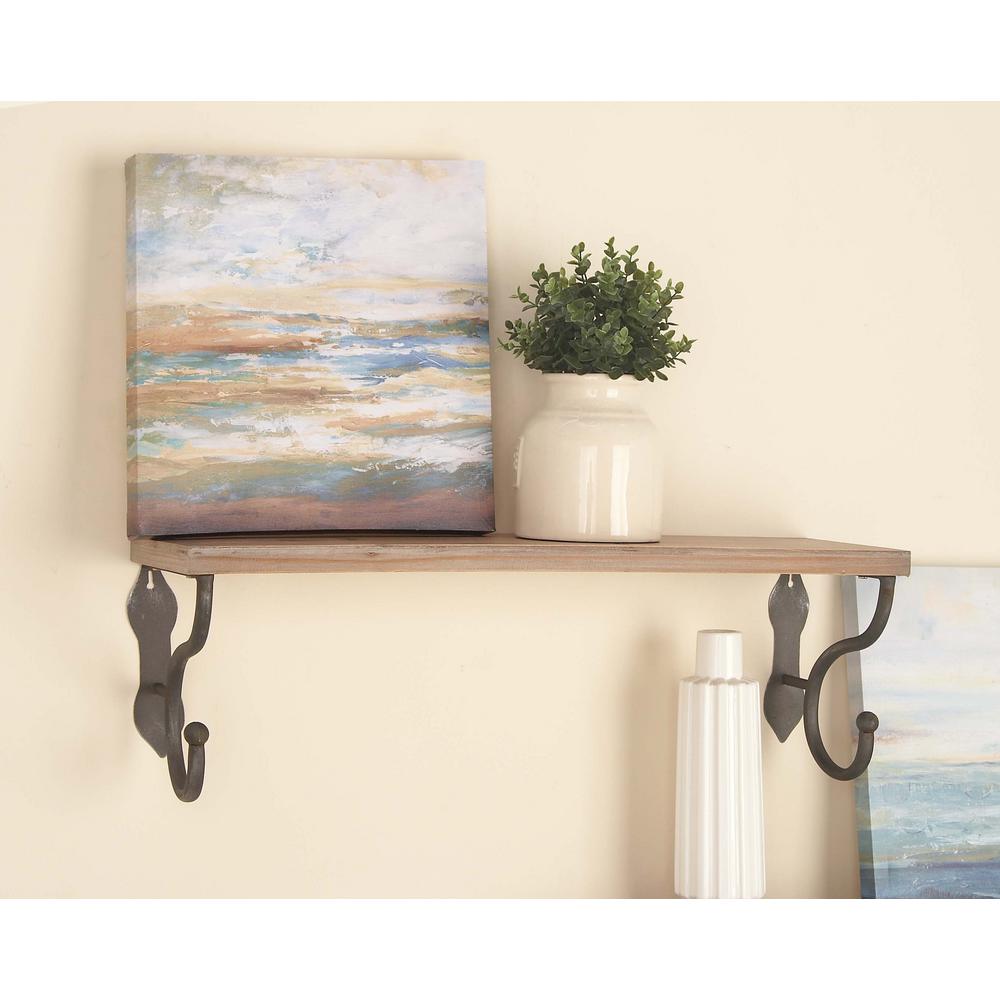 Litton Lane 32 In X 10 Brown And Black Wood Metal Wall Shelf Brown And Black Wood Metal Wall Shelf