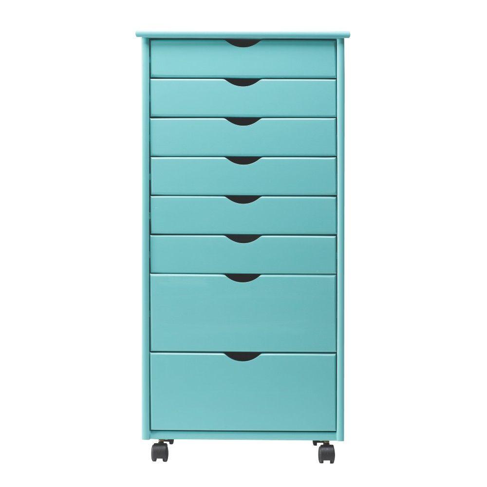 Home Decorators Collection Stanton Wide 8Drawer Storage Cart in Blue