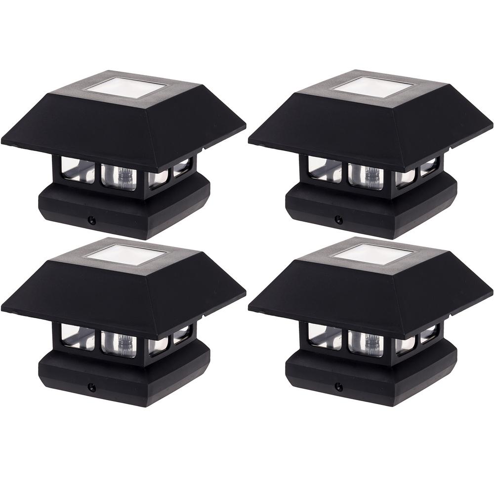 GreenLighting 4 in. x 4 in. Solar Powered Integrated LED Black Post Cap