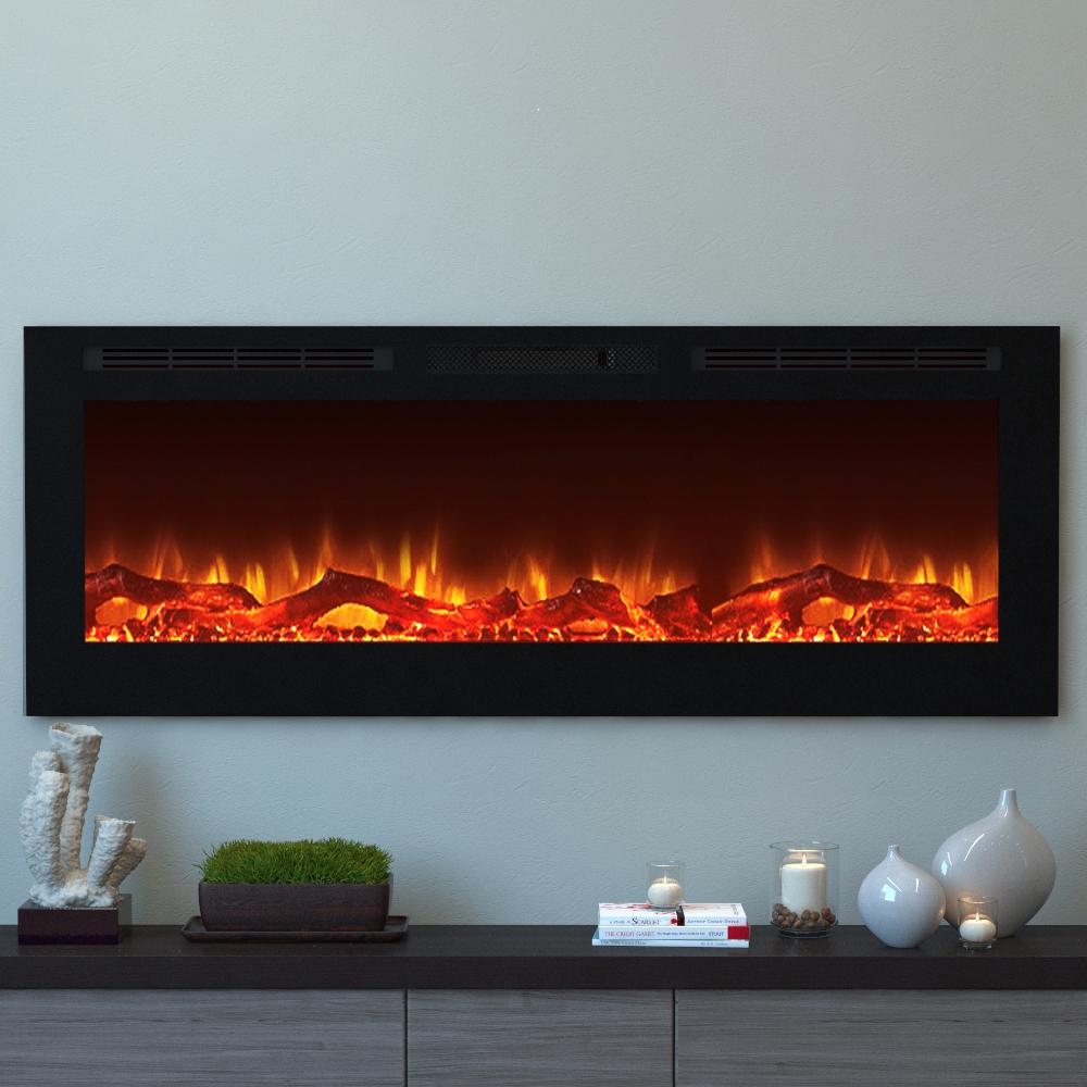 Recessed Mount Electric Fireplaces The Home Depot Cynergy 60 In Xl Log Electric Recessed Built Fireplace