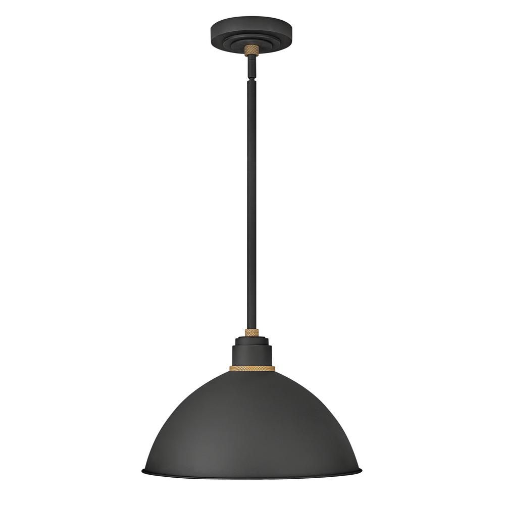 HINKLEY Foundry 1Light Textured Black Outdoor Barn Pendant Light10483TK The Home Depot