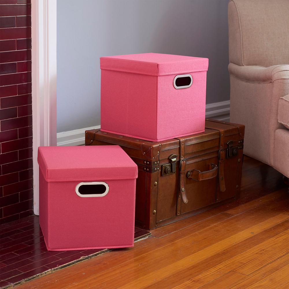 Household Essentials 11 in. x 11 in. Strawberry Linen Bin Set (2Pack