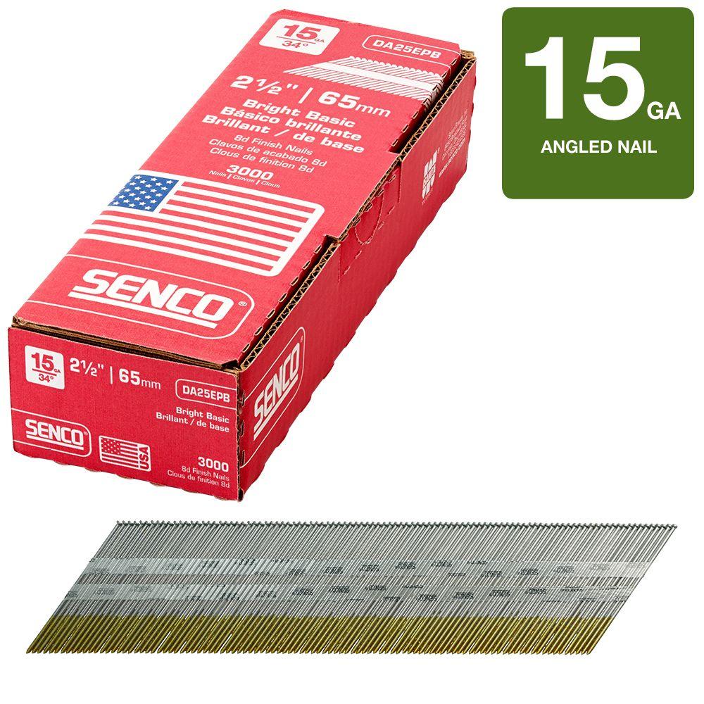Senco 21/2 in. x 15Gauge 3M Bright Steel Nail (3,000 per Box)DA25EPB