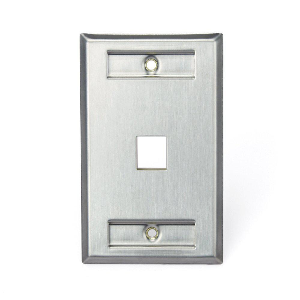 Leviton 1 Gang Quickport Standard Size 1 Port Wallplate With Id Windows Stainless Steel 43080 7398