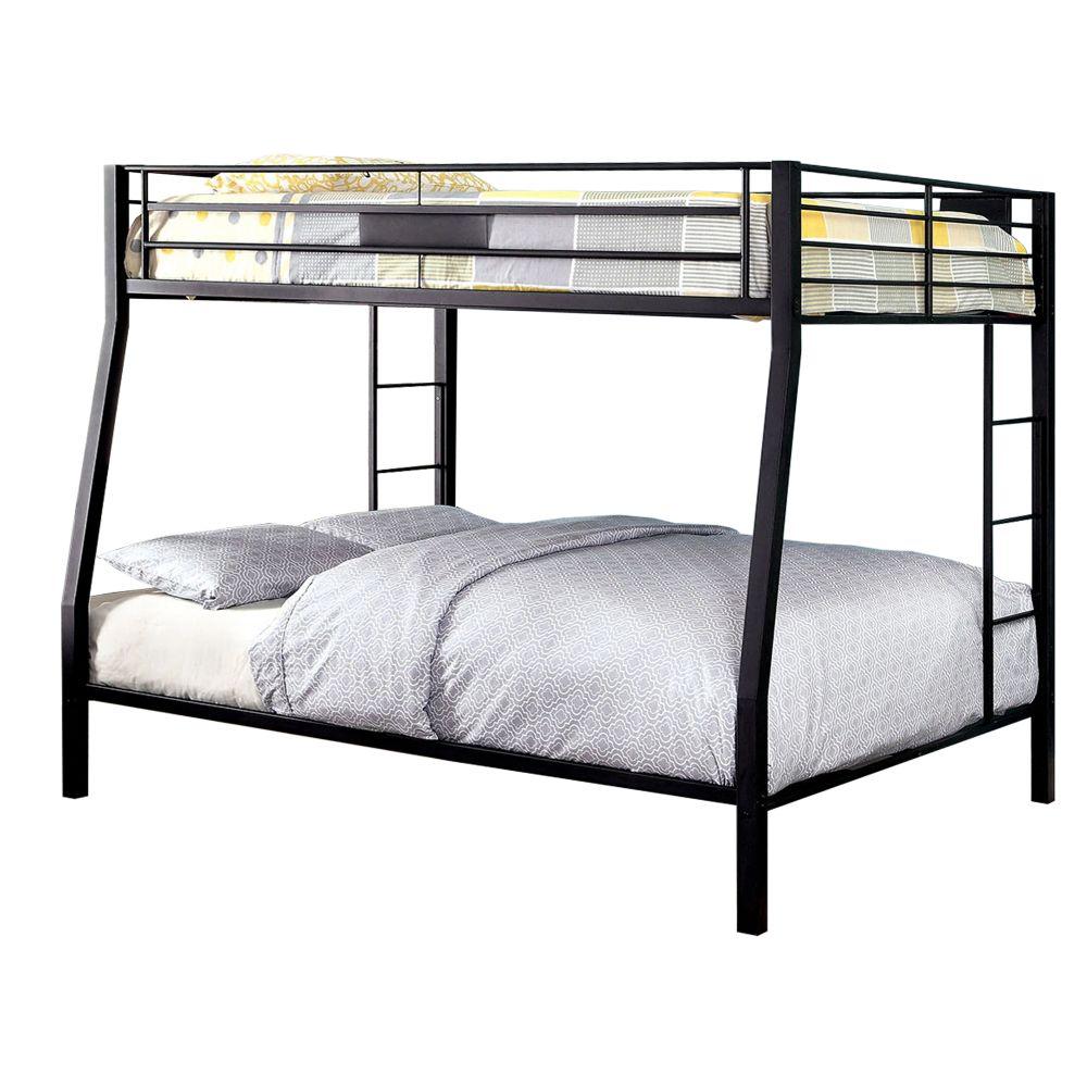 white bunk beds with queen on bottom