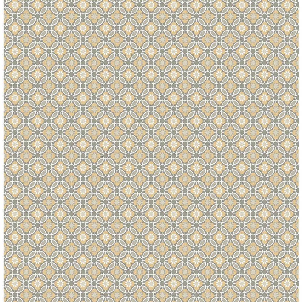A-Street Audra Mustard Floral Wallpaper