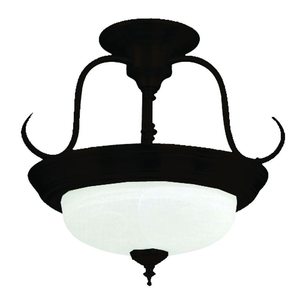 Yosemite Home Decor 2 Light Dark Brown Semi Flush Mount