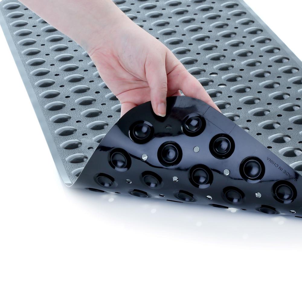 Slipx Solutions 16 In X 39 In Extra Long Bath Mat In Solid Black