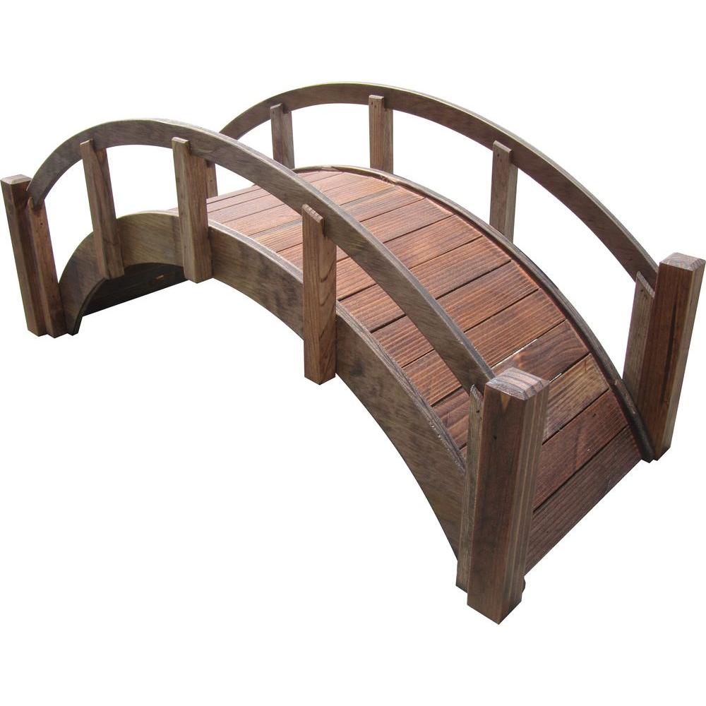 SamsGazebos 29 in. Miniature Japanese Wood Garden Bridge - Treated-MB ...