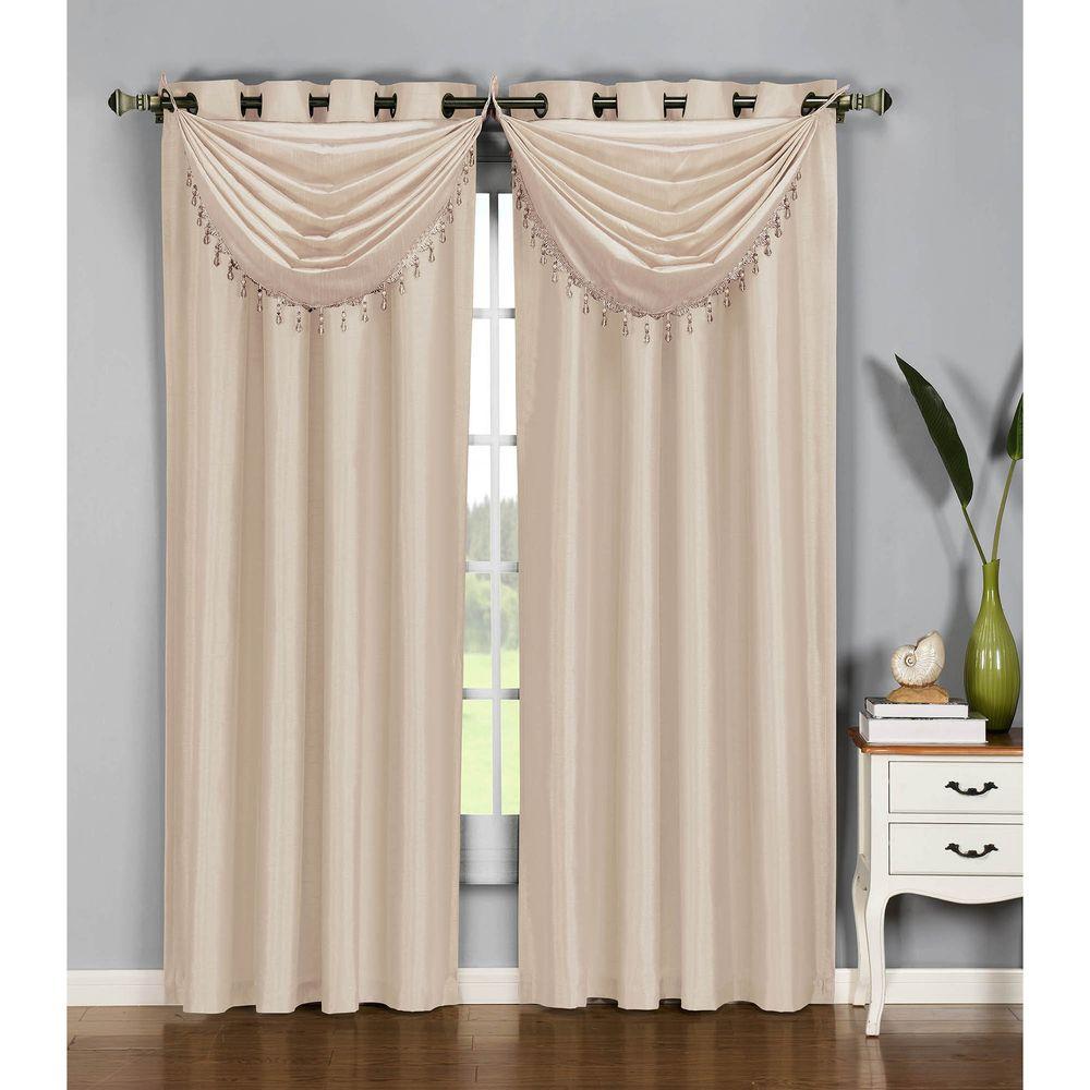 Window Elements Semi Opaque Jane Faux Silk 54 In W X 95 L Semi Opaque Jane Faux Silk 54 In W X 95 L Grommet Extra Wide Curtain Panel Taupe