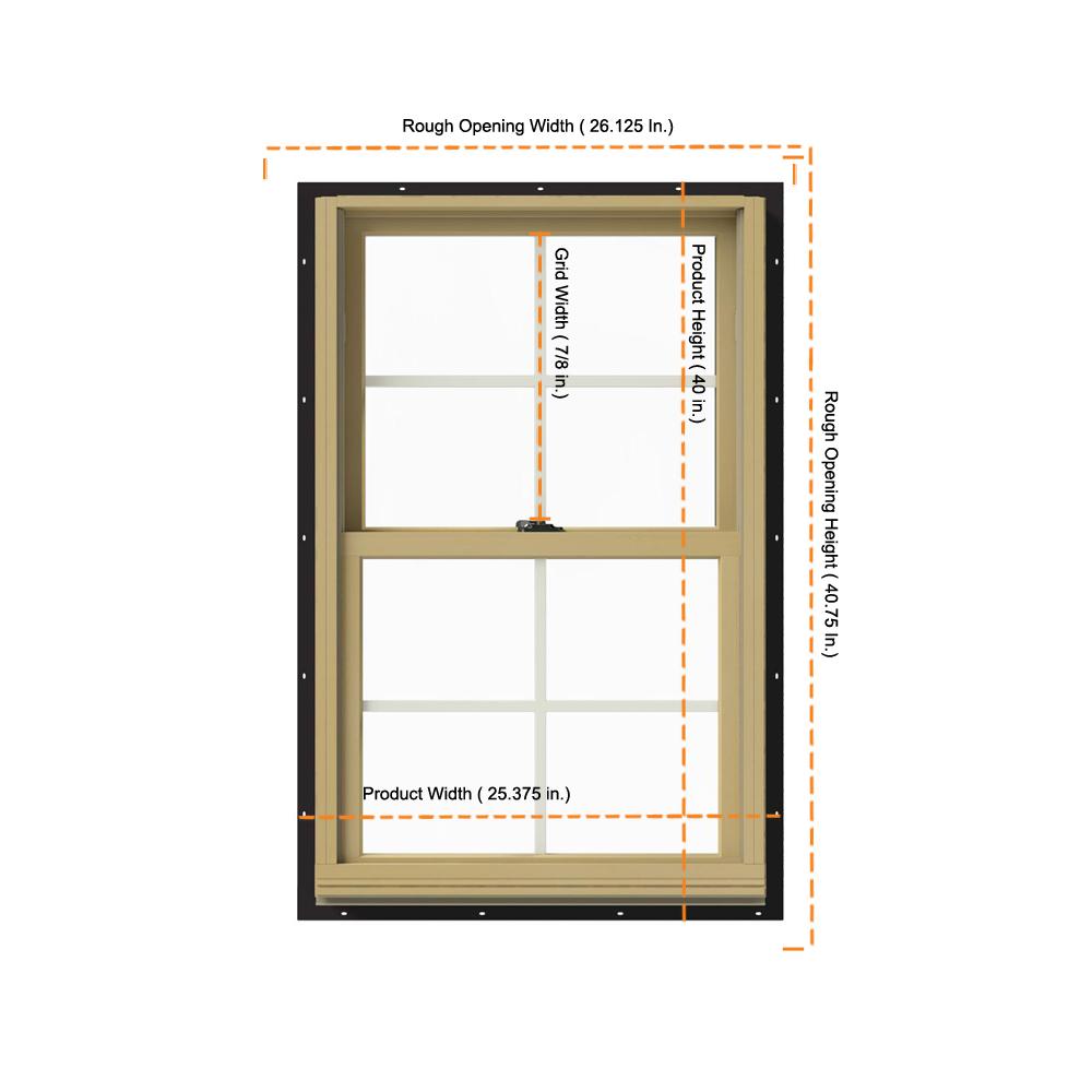 Jeld Wen 25 375 In X 40 In W 2500 Series Black Painted Clad Wood Double Hung Window W Natural Interior And Screen Thdjw177200462 The Home Depot