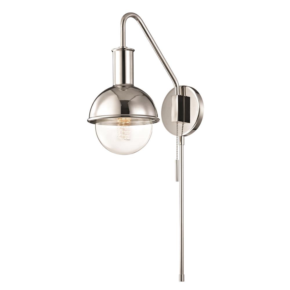 Mitzi By Hudson Valley Lighting Sconces The Home Depot Riley 1 Light Polished Nickel Wall Sconce With Plug