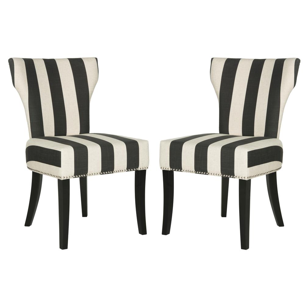 Safavieh Jappic Black/White/Espresso 22 in. H Side Chairs (Set of 2