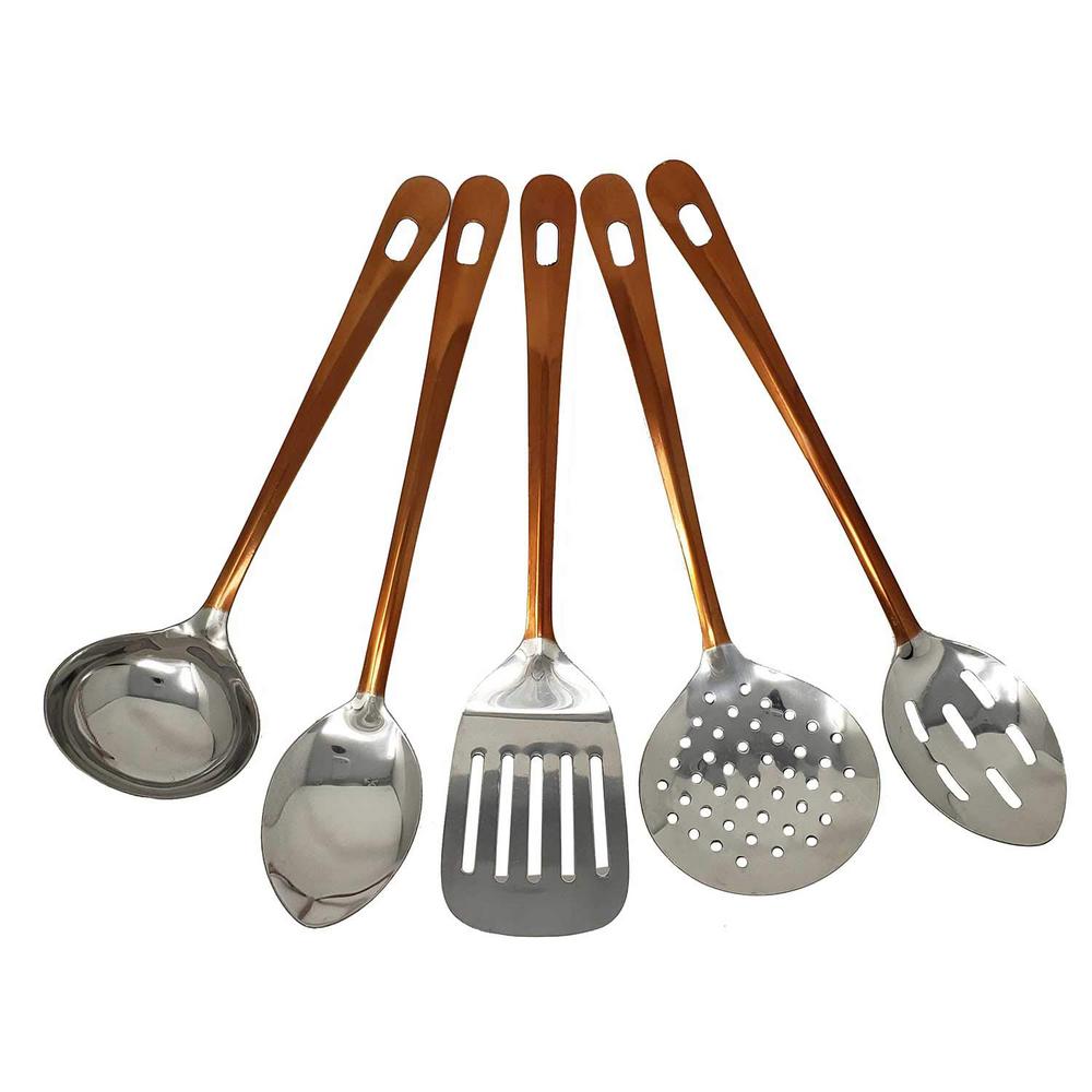 Stainless Steel Slotted Turner with Copper Handle