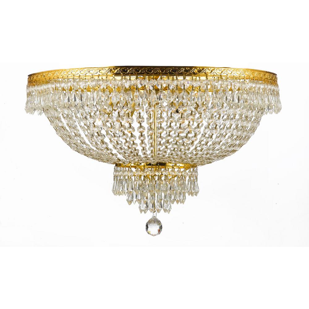Harrison Lane French Empire 24 In 9 Light Clear Gold Flush Mount Trimmed With Swarovski Crystal