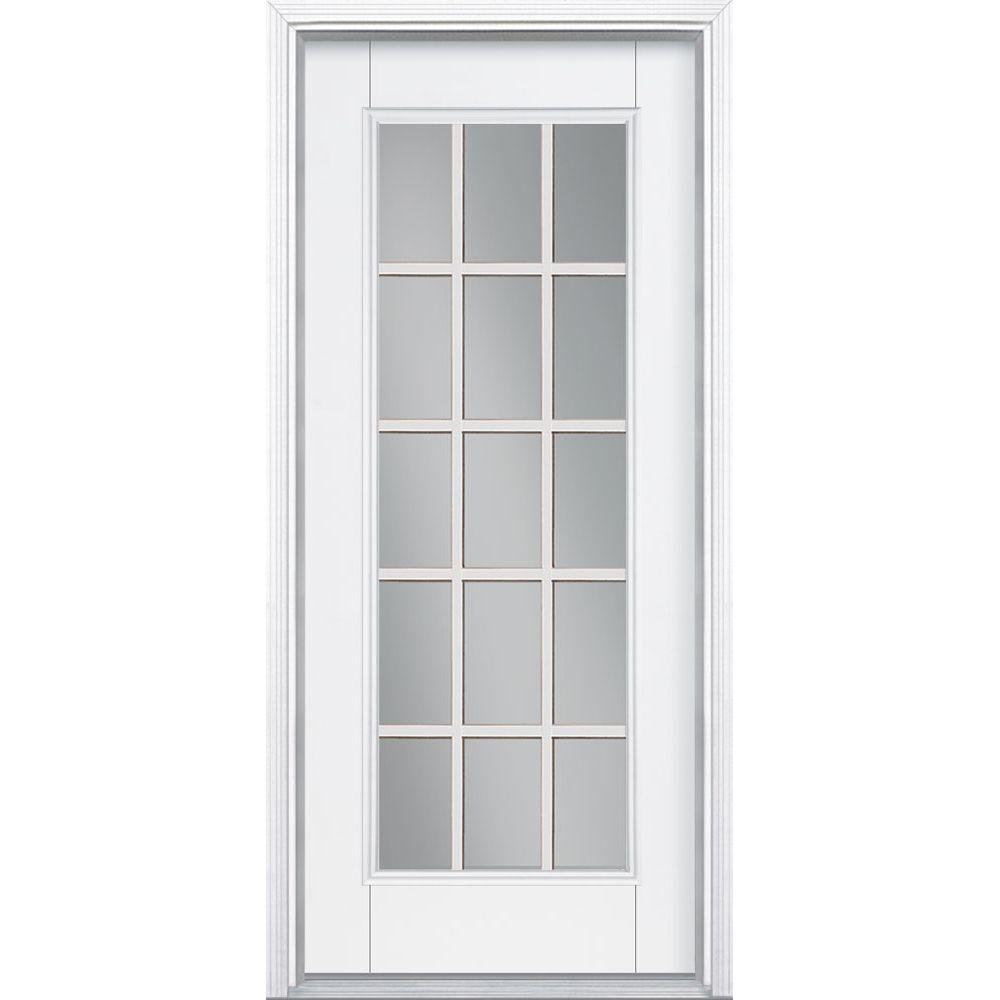 Masonite 96 In X 80 In Primed White Steel Prehung Right Hand Inswing 10 Lite Clear Glass Patio Door With Brickmold 524334 The Home Depot