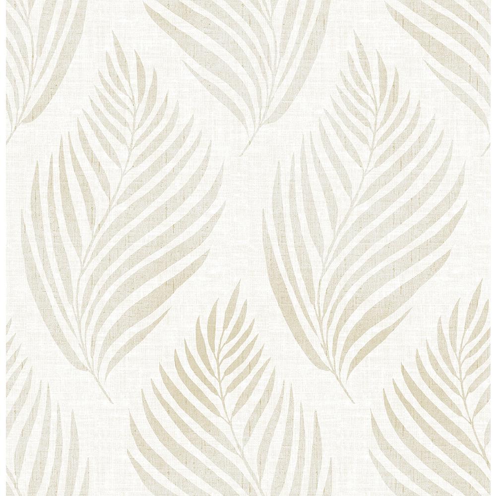 Brewster Patrice Beige Linen Leaf Wallpaper Sample-2704-22684SAM - The