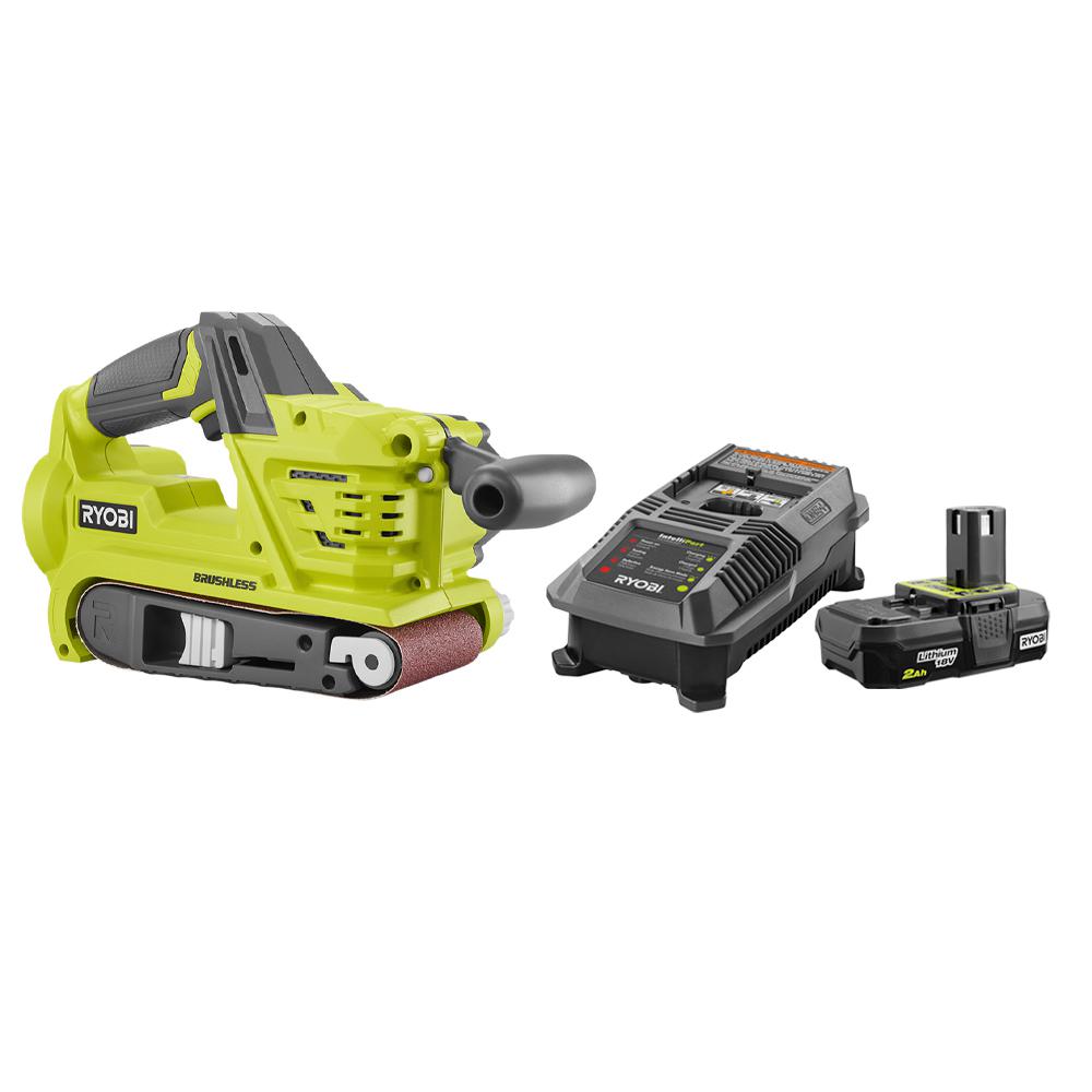 RYOBI ONE+ 18V Cordless Brushless 3 In X 18 In Belt Sander W/ Dust Bag ...