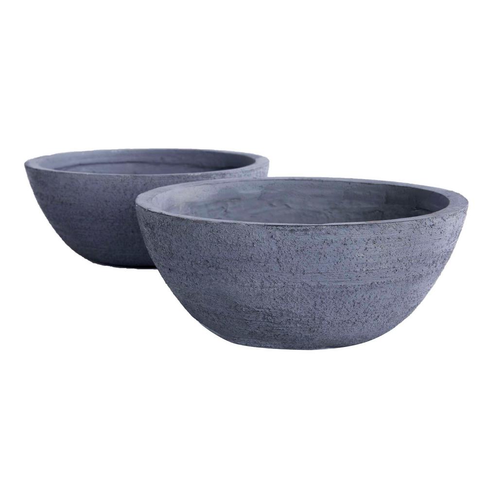 Winsome House Round Fiberclay Bowl Planters Set Of 2 WH030 The Home   Gray Winsome House Plant Pots Wh030 64 1000 