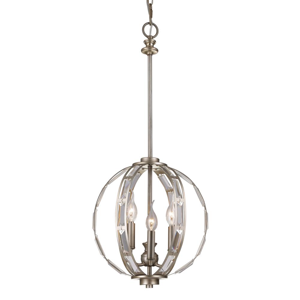 Progress Lighting Equinox Collection 3 Light Burnished Silver Orb Emporium 3 Light Antique Silver Leaf Pendant