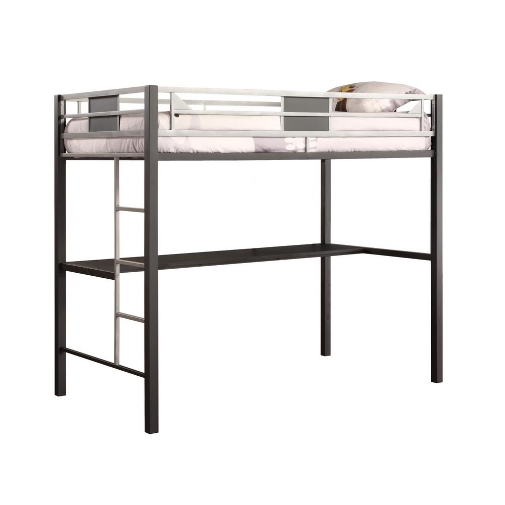 Dhp Black Screen Twin Metal Loft Bed With Silver Accents 5461096 The Home Depot