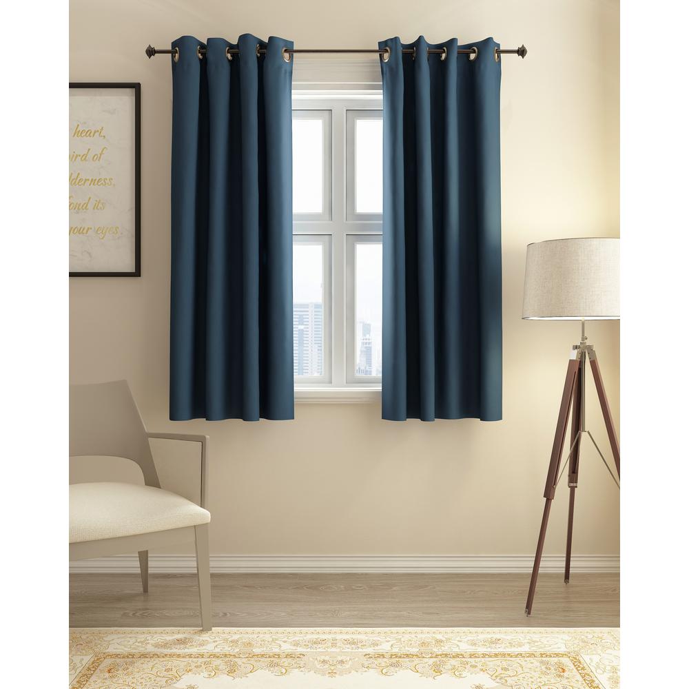 Furinno Collins Polyester Blackout Curtain in Dark Blue - 52 in. x 63