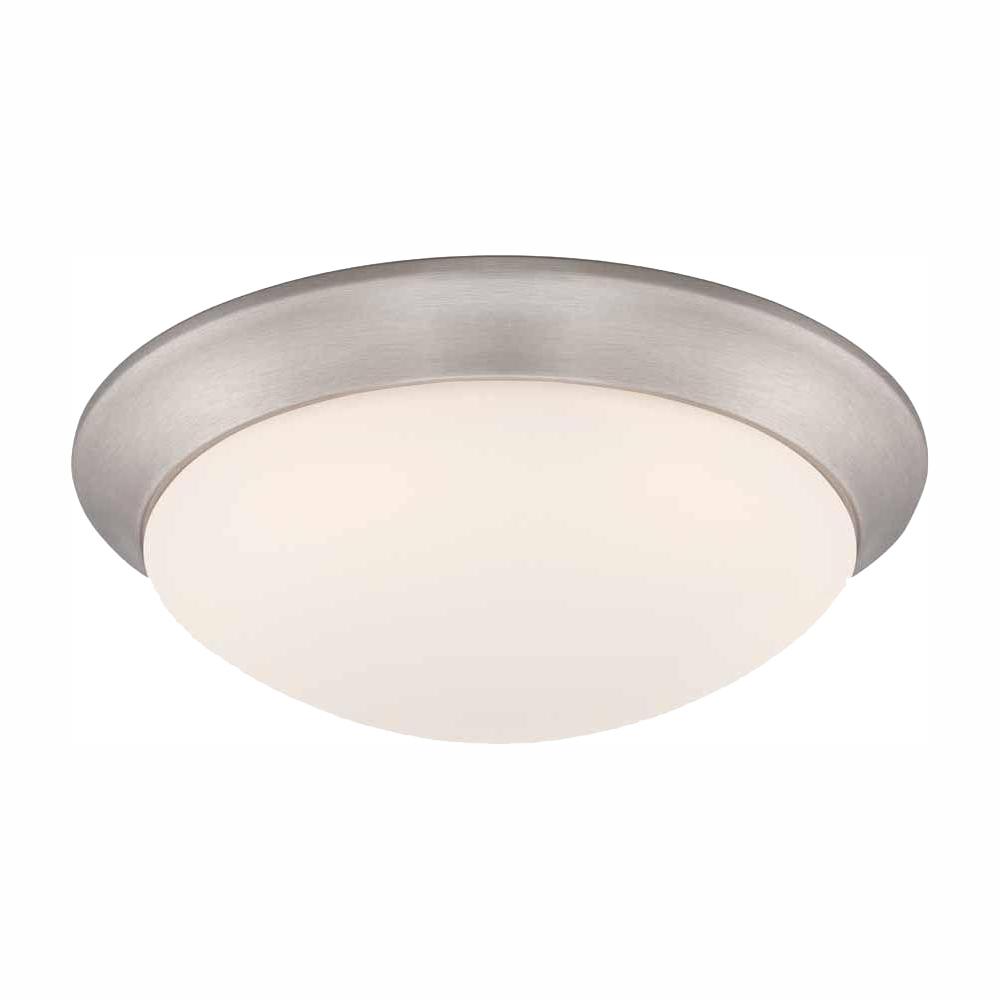 Hampton Bay Stetson 11 in. 1-Light Brushed Nickel Selectable CCT LED Flush Mount