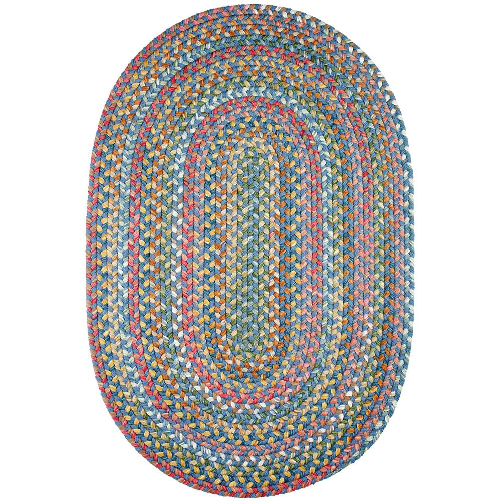 Rhody Rug Bouquet Sapphire 4 ft. x 6 ft. Oval Indoor/Outdoor Braided Area RugBQ95R048X072 The