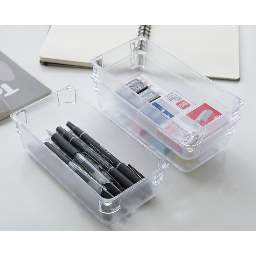 Basicwise Clear Plastic Drawer Organizers Set Of 3 Qi003394 3