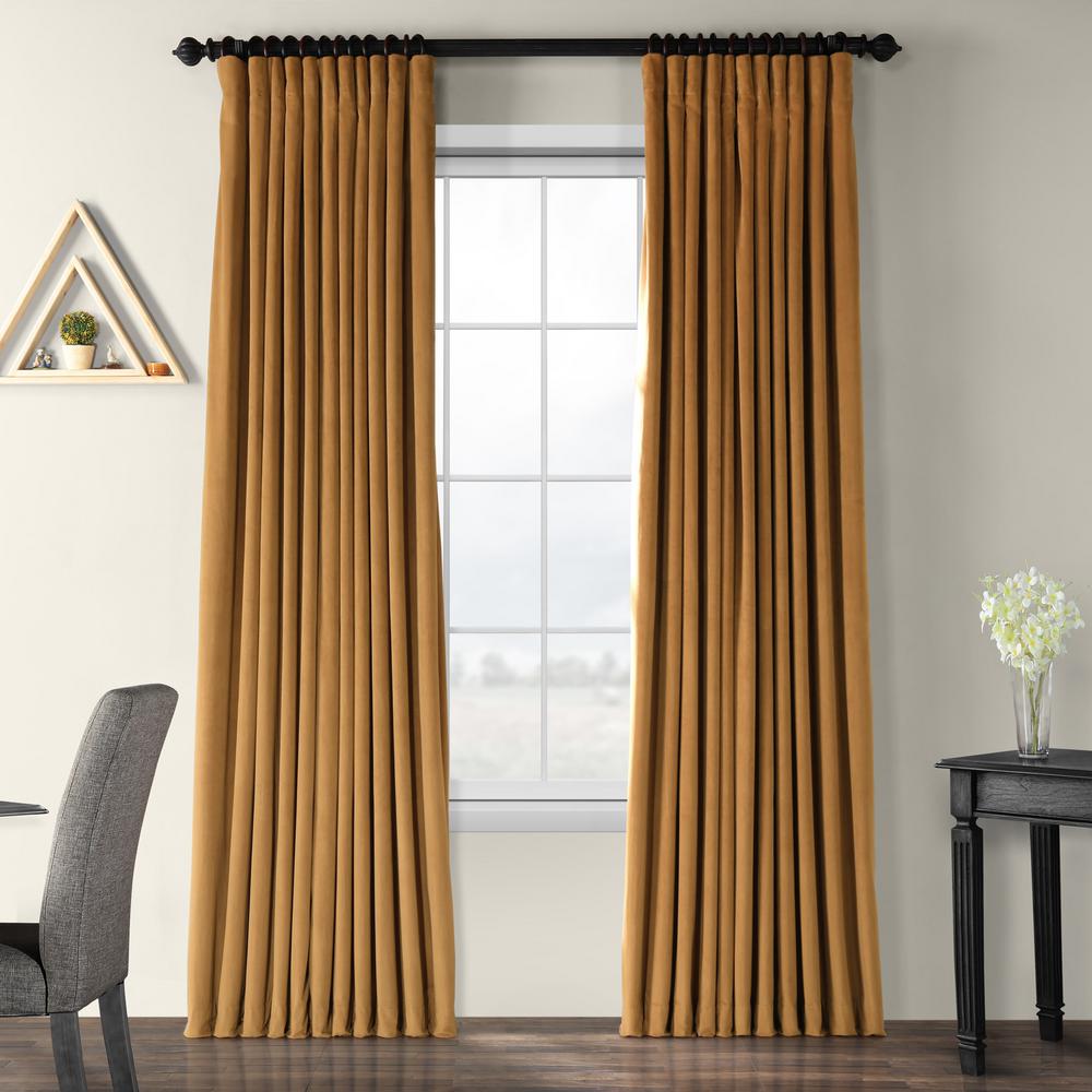 Exclusive Fabrics Furnishings Blackout Signature Amber Gold Doublewide Blackout Velvet Curtain 100 In W X 96 In L 1 Panel Vpch Vet1211 96 The Home Depot
