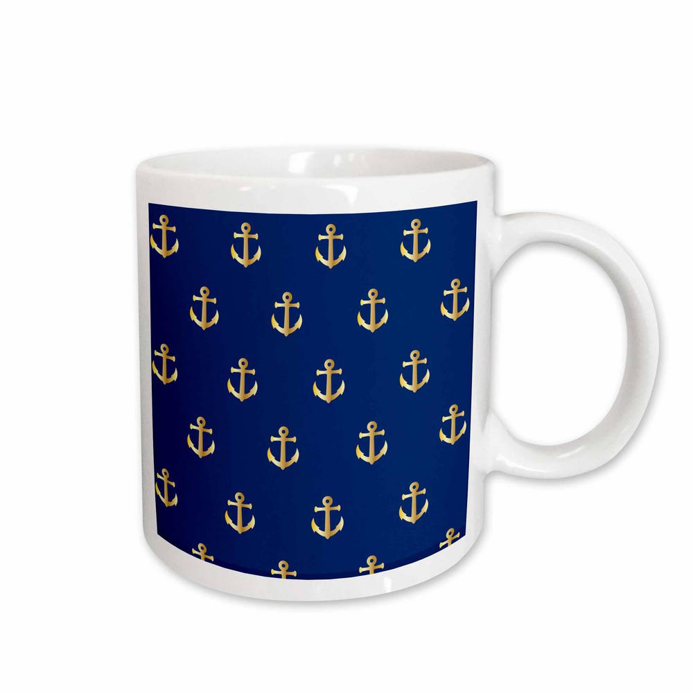 Rose Florene Nautical Decor Print Of Gold Anchors On Navy Blue Rose Florene Nautical Decor Print Of Gold Anchors On Navy Blue Repeat Pattern 11 Oz White Ceramic Coffee Mug 212650 1 The Home Depot