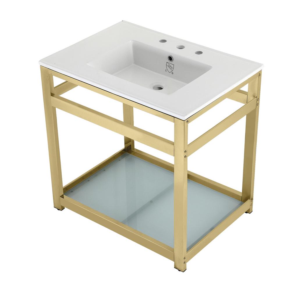 Kingston Brass 31 in. Ceramic Console Sink (8 in. in 3Hole) with