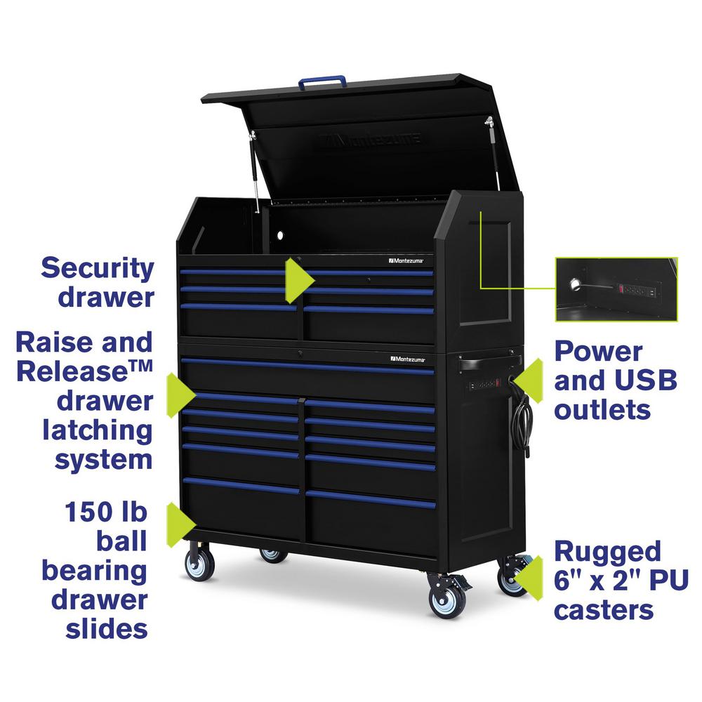 Montezuma 24 In X 56 In 17 Drawer Tool Chest And Cabinet Combo