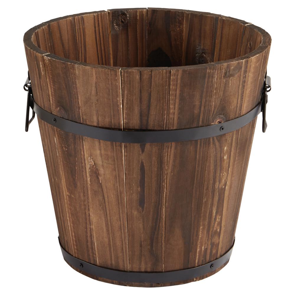 Unbranded 11.8 x 11.8 in. Burnt Wood Bucket BarrelHL3028 The Home Depot