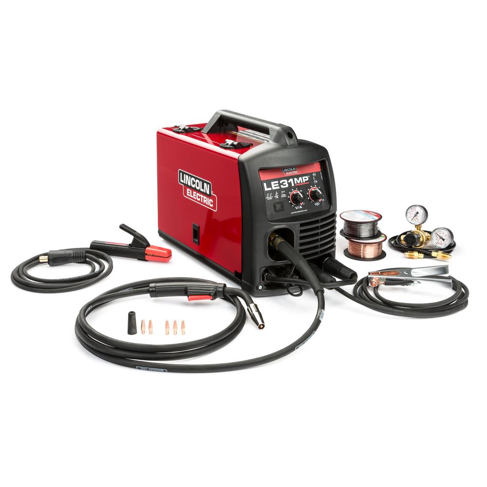 Lincoln Electric 140 Amp Le31mp Multi Process Stick Mig Tig Welder With Magnum Pro 100l Gun Mig And Flux Cored Wire Single Phase 120v K3461 1 The Home Depot