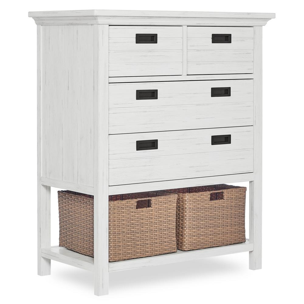 Evolur Waverly 4 Drawer Weathered White Chest With Baskets 893 Ww