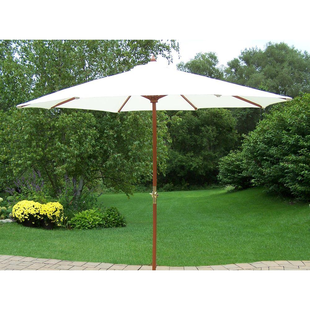 Oakland Living 9 Ft Patio Umbrella In White With Stand 4001 4101 2 Ab The Home Depot