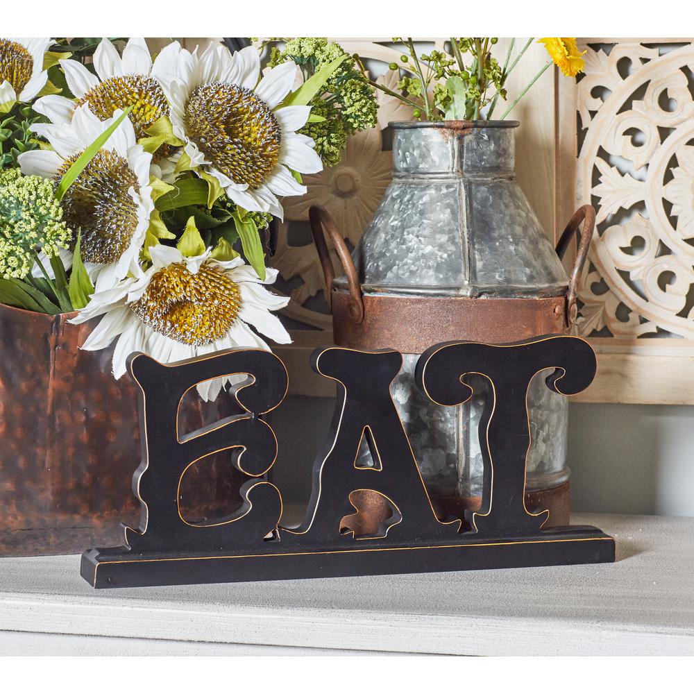 Litton Lane Indoor Eat Wooden Decorative Sign 65547 The Home Depot