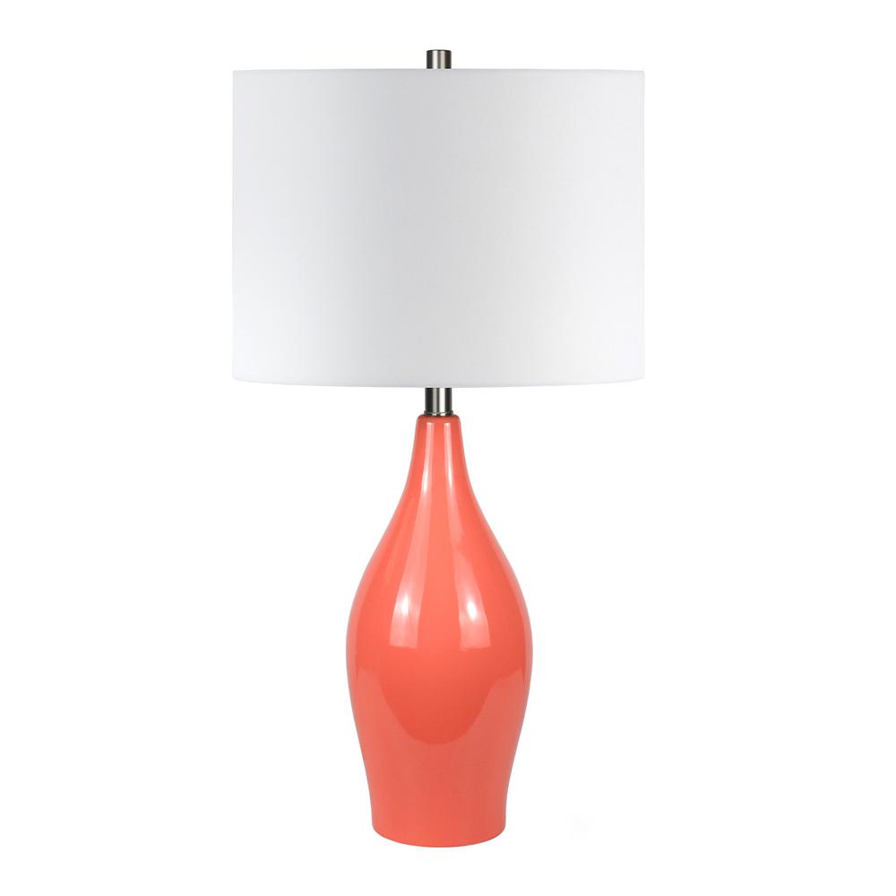 coral color table lamp