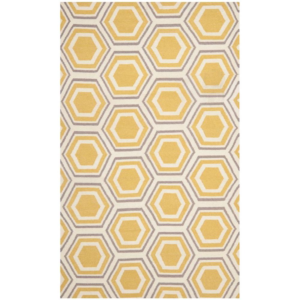Safavieh Dhurries Ivory/Yellow 5 ft. x 8 ft. Area RugDHU202A5 The