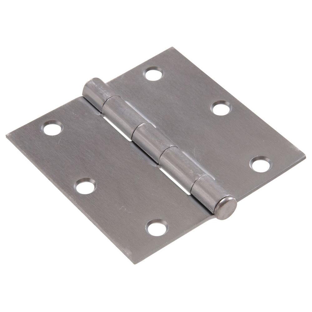 The Hillman Group 3 In Satin Chrome Residential Door Hinge With Satin Chrome Residential Door Hinge With Square Corner Removable Pin Full Mortise 9 Pack