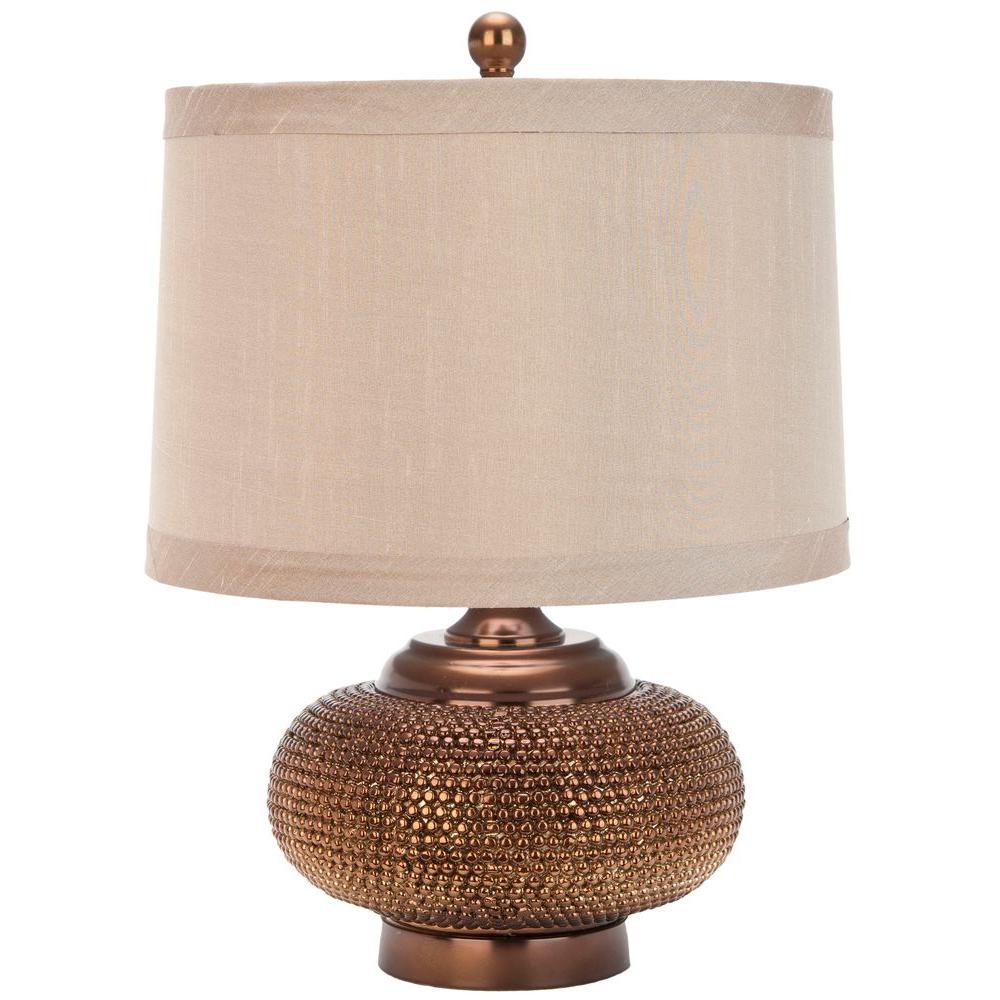 Safavieh Alexis 19 In Gold Bead Table Lamp With Taupe Shade Gold Bead Table Lamp With Taupe Shade